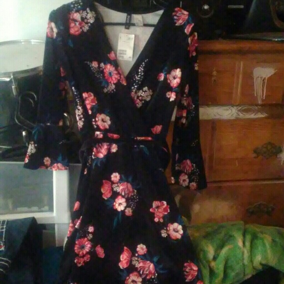 black dress with flowers on it